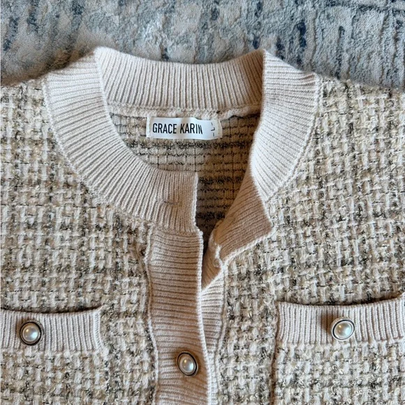 Grace Karin Textured Button Cardigan – Size Large - Picture 4 of 6